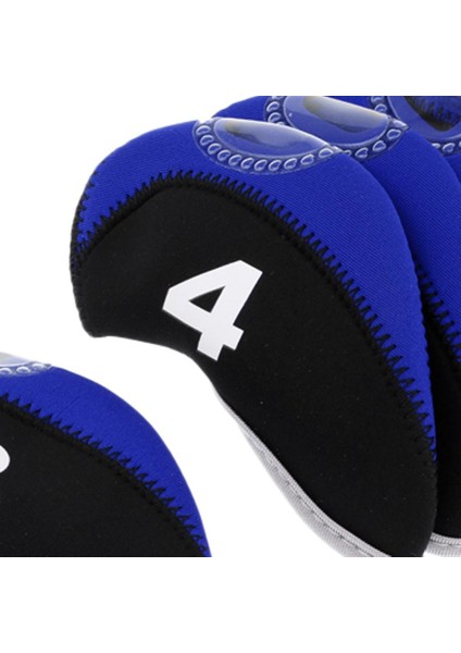 10 Neopren Golf Kulübü Headcover Club Kapak Kol Korumak Headcover - Siyah + Kraliyet Mavi modelleri