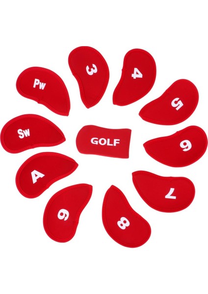 10 Adet Neopren Golf Demir Kafa Kapakları + 1 Adet Golf Atıcı Headcovers Kırmızı Set fiyatları