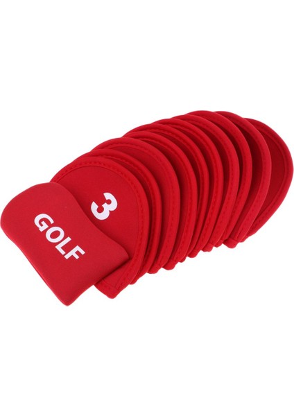 10 Adet Neopren Golf Demir Kafa Kapakları + 1 Adet Golf Atıcı Headcovers Kırmızı Set modelleri