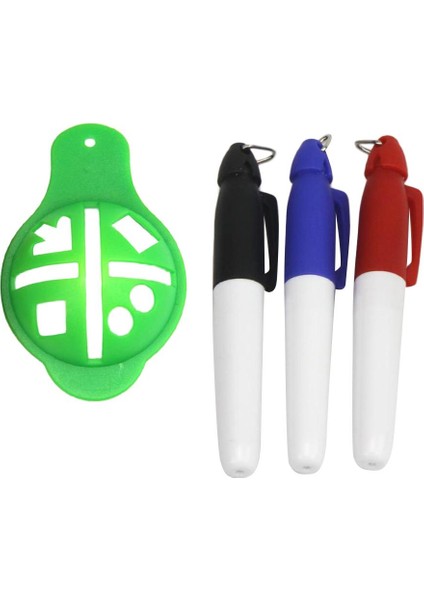 Golf Topu Liner Çizim Işaretleme Hizalaması Takım Toplama Marker W / Pens Green