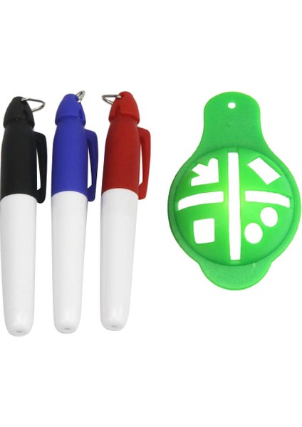 Golf Topu Liner Çizim Işaretleme Hizalaması Takım Toplama Marker W / Pens Green