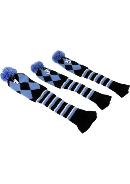 3 Golf Pom Pom Set Headcover Sürücü Fairway Woods Kafa Amparo Mavi Kapakları fiyatları