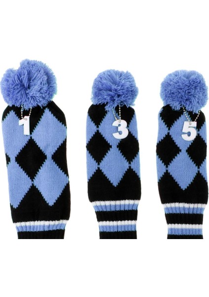 3 Golf Pom Pom Set Headcover Sürücü Fairway Woods Kafa Amparo Mavi Kapakları modelleri