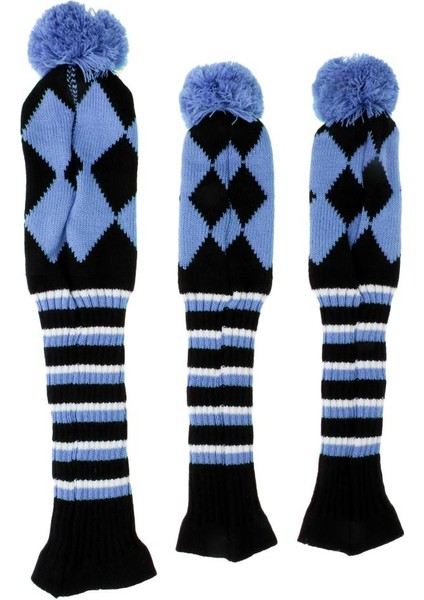 3 Golf Pom Pom Set Headcover Sürücü Fairway Woods Kafa Amparo Mavi Kapakları fırsatları