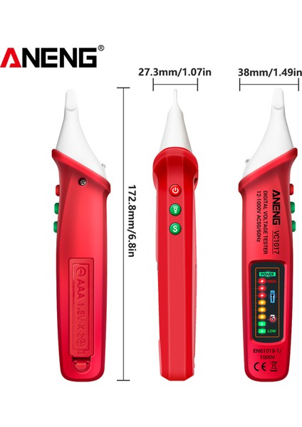Aneng VC1017 Ac Kontrol Kalemi - Kırmızı (Yurt Dışından)