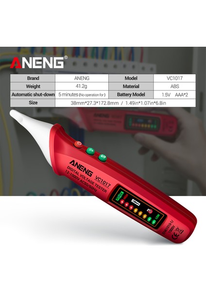 Aneng VC1017 Ac Kontrol Kalemi - Kırmızı (Yurt Dışından)