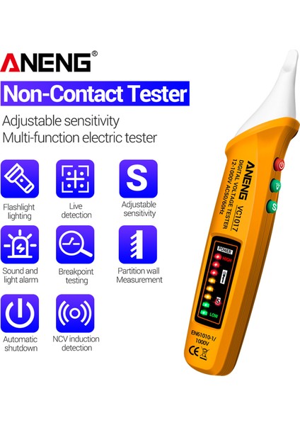 Aneng VC1017 Ac Kontrol Kalemi - Sarı (Yurt Dışından)