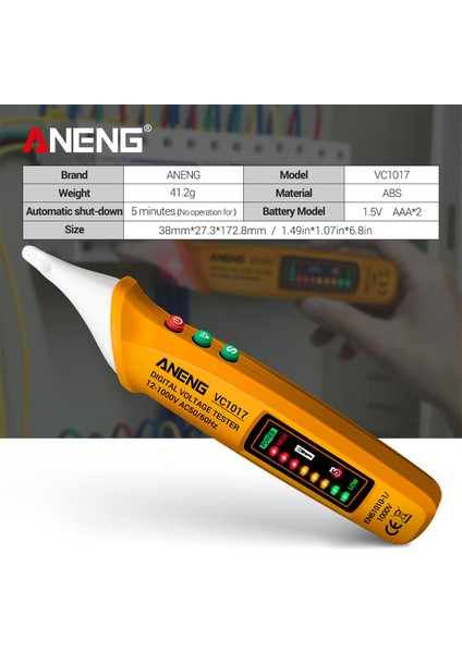 Aneng VC1017 Ac Kontrol Kalemi - Sarı (Yurt Dışından)