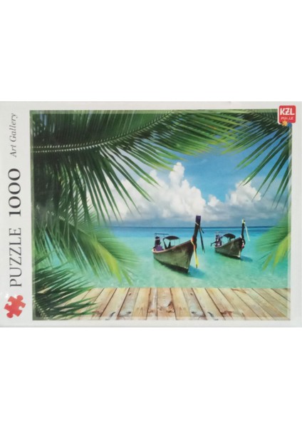 Palmiye Deniz ve Sandallar 1000 Parça Puzzle Pazıl 68X48 cm