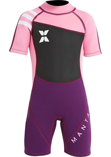 2.5mm Neopren Çocuk Kısa Kollu Wetsuit Hızlı Kuru Mayo UPF50 + M (Yurt Dışından)