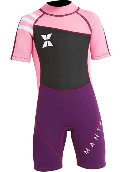 2.5mm Neopren Çocuk Kısa Kollu Wetsuit Hızlı Kuru Mayo UPF50 + M (Yurt Dışından)