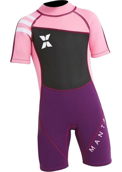 2.5mm Çocuklar Kısa Kollu Wetsuit Plaj Dalış Mayo Mayo Pink Xxl