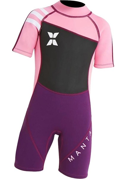 2.5mm Çocuklar Kısa Kollu Wetsuit Plaj Dalış Mayo Mayo Pink Xxl