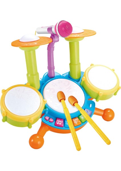 Mikrofonlu Toddler Elektrikli Davul Takımı, Müzikal Oyuncakları Yeşil (Yurt Dışından)
