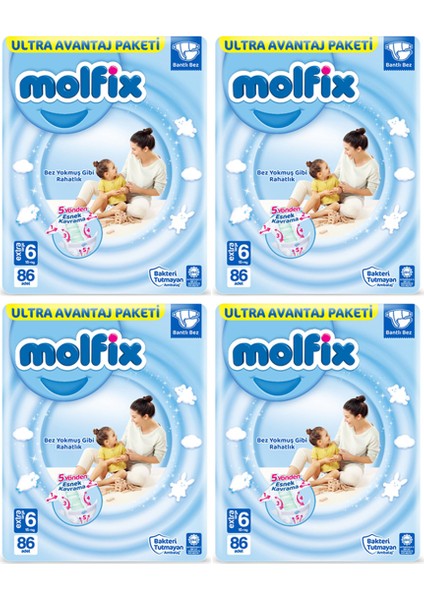 Bebek Bezi 6 Beden Ultra Avantaj Paketi 15+ kg 344 Adet