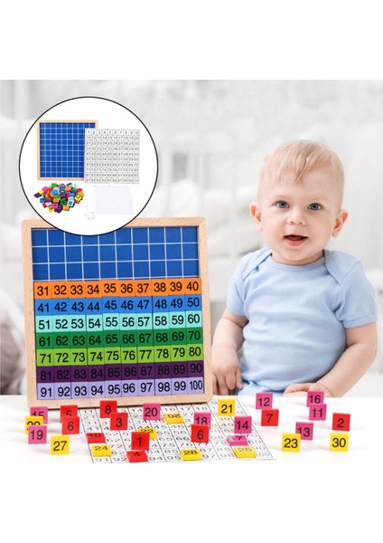 Ahşap Matematik Öğrenme Kurulu Oyuncak Montessori Numbers Yüz Board Homeschool (Yurt Dışından)