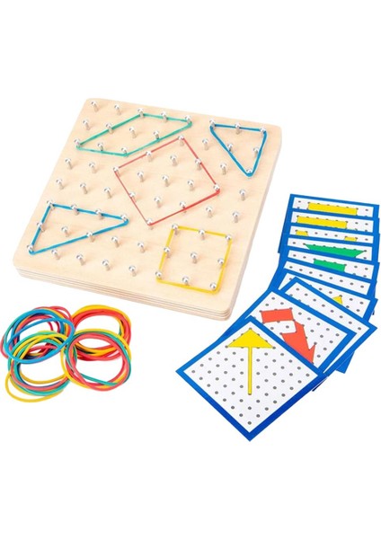 Ahşap Geoboard Matematiksel Grafik Dizi Blok Eğitici Oyuncak W / Kartları (Yurt Dışından)