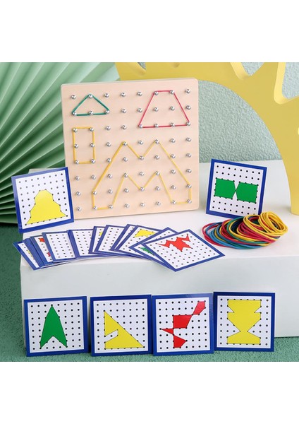 Ahşap Geoboard Matematiksel Grafik Dizi Blok Eğitici Oyuncak W / Kartları (Yurt Dışından) indirimleri