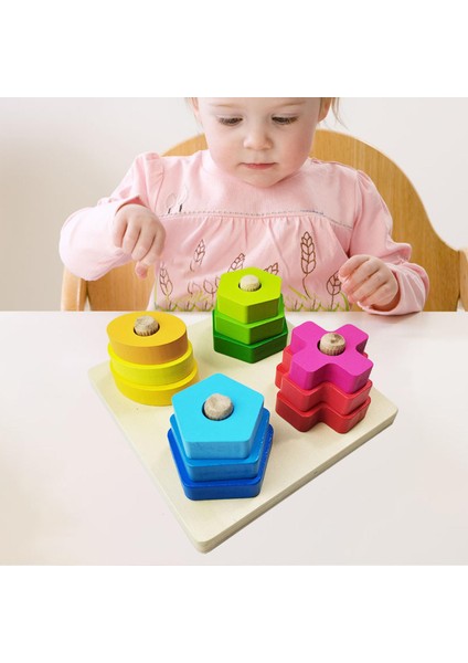 Bebek Montessori Ahşap Şekli Eşleştirme Istifleme Blokları Oyuncaklar Duyusal Oyuncaklar A (Yurt Dışından) modelleri