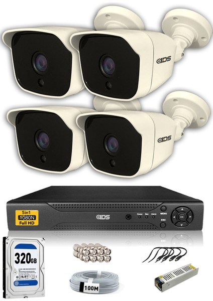 4 Kameralı Set - 5mp Sony Lensli Full Hd Gece Görüşlü Güvenlik Kamerası Sistemi - Cepten Izle