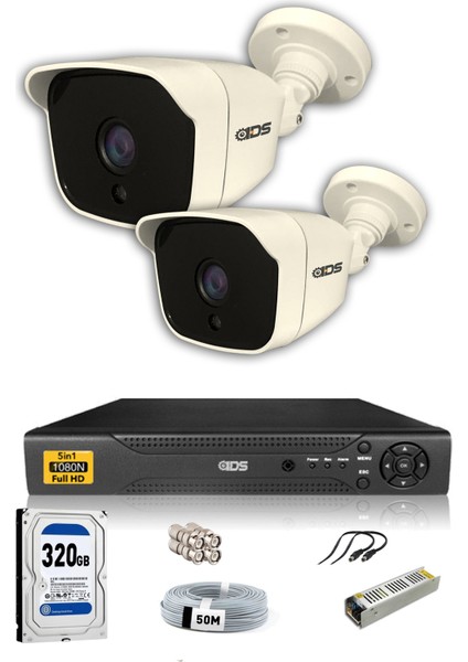 2 Kameralı Set - 5mp Sony Lensli Full Hd Gece Görüşlü Güvenlik Kamerası Sistemi - Cepten Izle