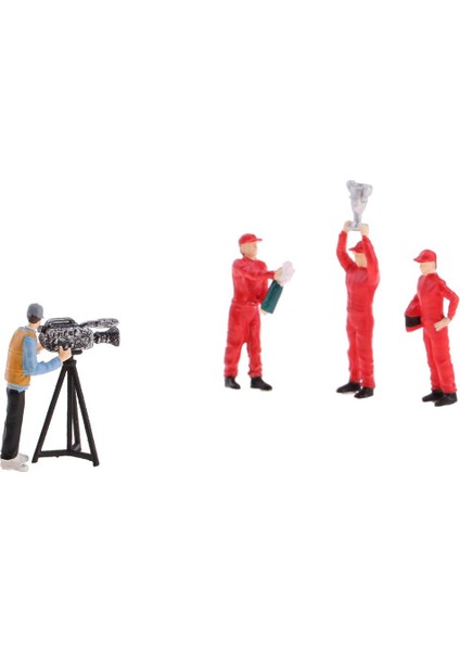 5 Adet 1:64 Insanlar Yarış Araba Sürücüsü Fotoğrafçı Şekil Modeli Set Sahneleri Kırmızı