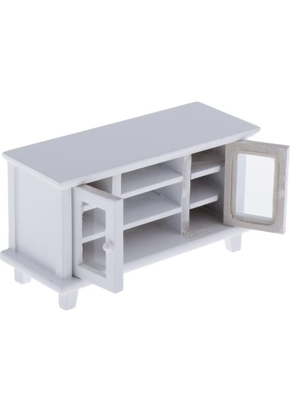 1:12 Dollhouse Ahşap Mobilya, Bebek Evi Hayatı Için Minyatür Tv Kabine Beyaz(Yurt Dışından)