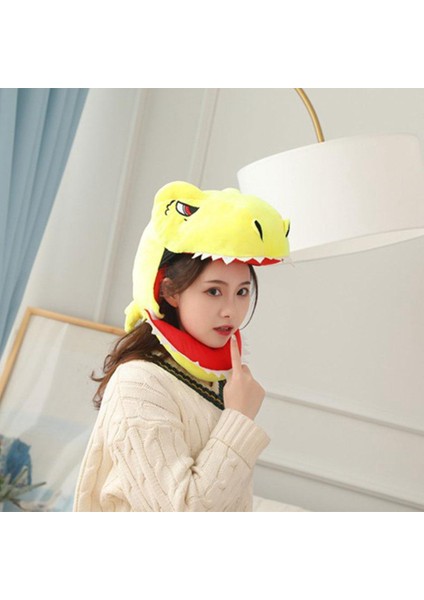 Sevimli Dinozor Kafa Şapka Cosplay Headgear Çok Güzel Fotoğraf Sahne Cadılar Bayramı Sarı(Yurt Dışından)