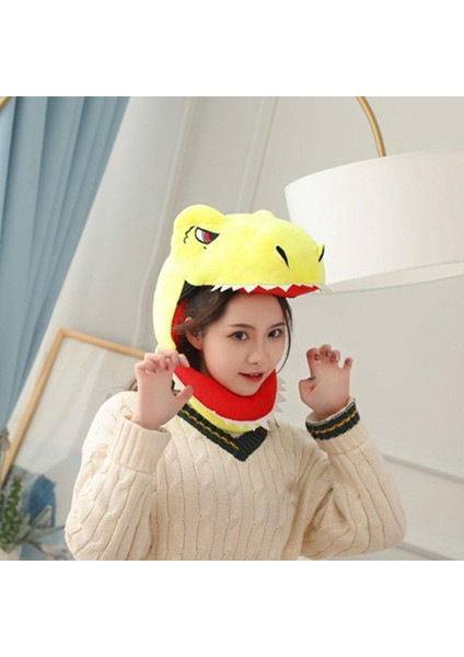 Sevimli Dinozor Kafa Şapka Cosplay Headgear Çok Güzel Fotoğraf Sahne Cadılar Bayramı Sarı(Yurt Dışından)