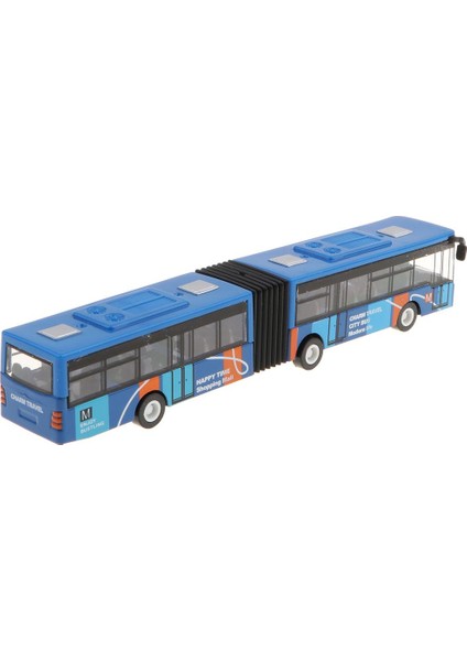 1:64 Alaşım Iki Bölüm Şehir Otobüsü Geri Çekin Araba Metal Koleksiyonu Model Mavi