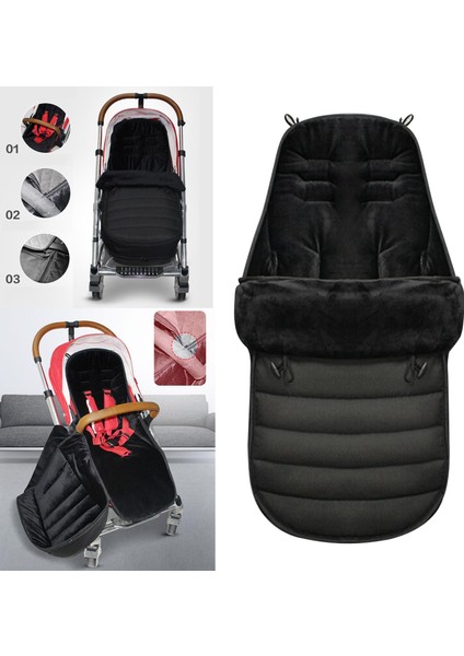 Arabası Uyku Tulumu Pram Footmuff Sıcak Bebek Siyah Için Sıcak Bebek Sleepsack(Yurt Dışından)