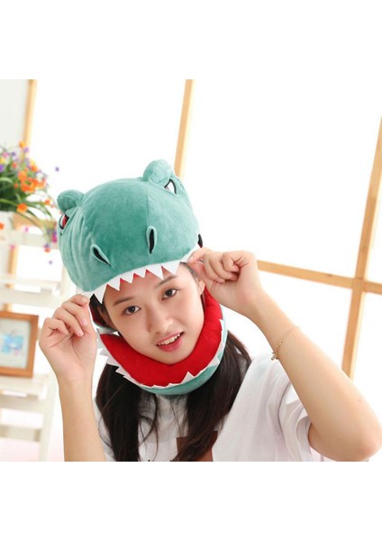 Sevimli Dinozor Kafa Şapka Cosplay Headgear Sevimli Fotoğraf Sahne Cadılar Bayramı Yeşil