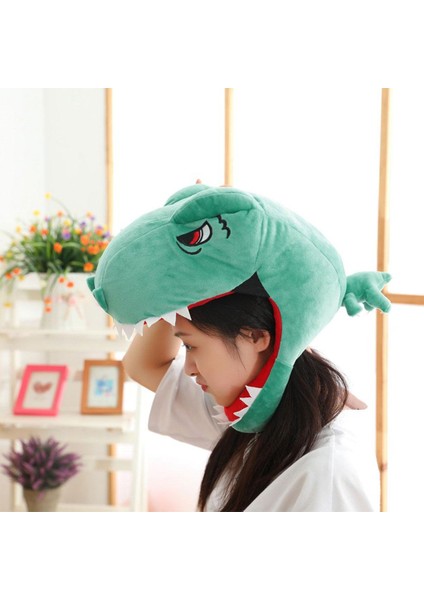 Sevimli Dinozor Kafa Şapka Cosplay Headgear Sevimli Fotoğraf Sahne Cadılar Bayramı Yeşil