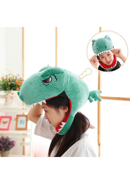 Sevimli Dinozor Kafa Şapka Cosplay Headgear Sevimli Fotoğraf Sahne Cadılar Bayramı Yeşil