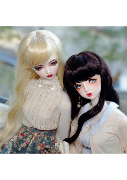 1/3 Bjd Kız Bebek Kıvırcık Dalga Saç Gece Lolita Bebekler Dıy Aksesuar Siyah modelleri