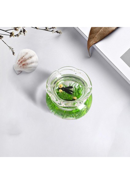 1/12 Minyatür Balık Kase Masa Akvaryum Dollhouse Masaüstü Süsler Için Dekor Siyah modelleri