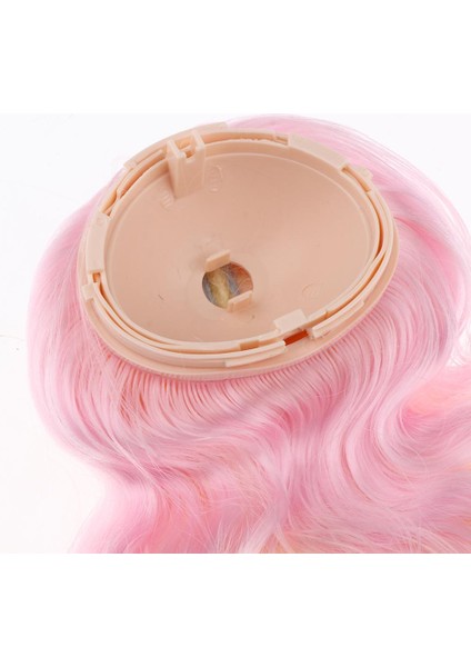 1/6 Uzun Kıvırcık Peruk Blythe Bebek Dıy Için Scalp Headshell ile Dıy Accs Pink
