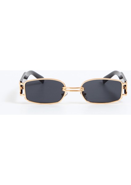 Retro Minimal Güneş Gözlüğü - Gold Siyah