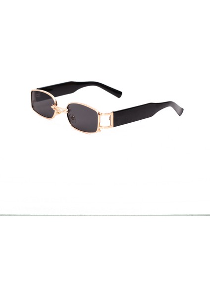 Retro Minimal Güneş Gözlüğü - Gold Siyah