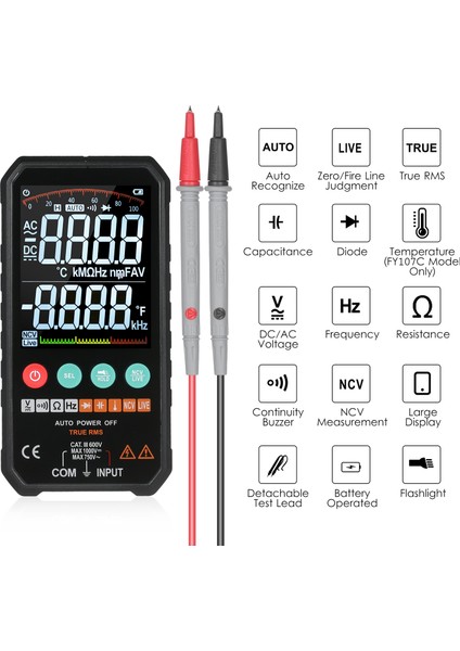 Ince 3.3 Inç LCD Dijital Multimetre - Siyah (Yurt Dışından)