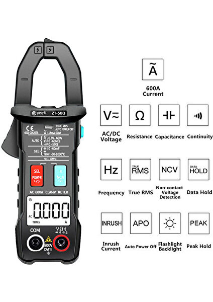 Bsıde Zt-5bq 6000 Sayım Yüksek Hassasiyetli Ncv Multimetre - Siyah (Yurt Dışından)