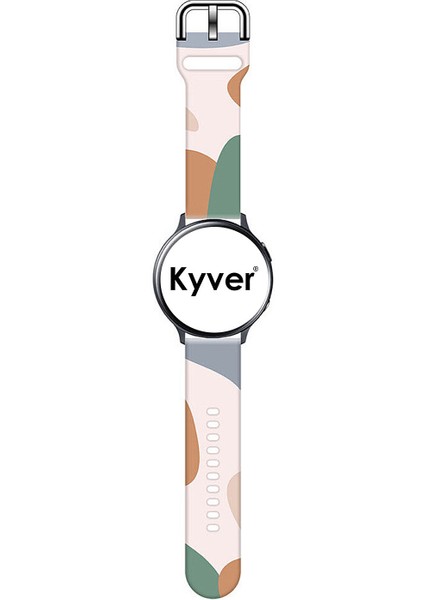 Samsung Watch 3 Desenli Silikon Kordon 22 mm Uyumlu (Yeşil-Kahve)