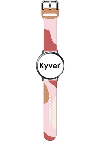 Samsung Watch 3 Desenli Silikon Kordon 22 mm Uyumlu (Koyu Pembe-Açık Pembe)