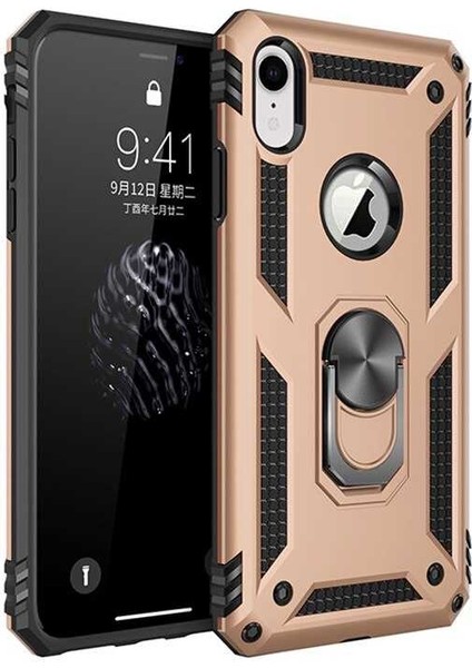 Apple iPhone Xr 6.1 Kılıf Yüzüklü Magnetic Antişok Korumalı Silikon Kapak