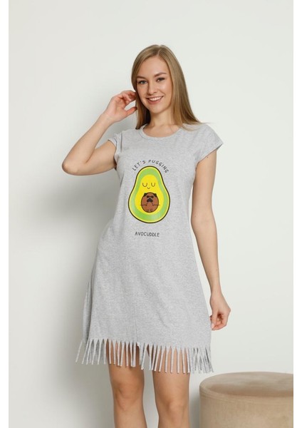 Avokado Desenli Penye Pamuklu Günlük Elbise fiyatları