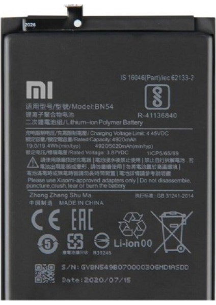 Xiaomi Note 9s Pil Batarya