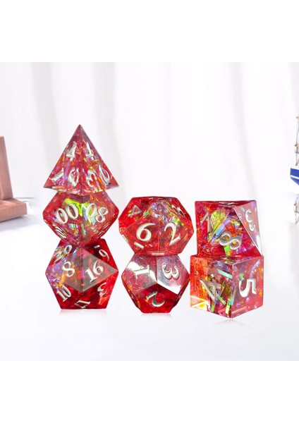 7x Akrilik Glitter Çok Taraflı Zar Dnd Dices Set Masa Oyunu Dnd Rpg Mtg Kırmızı fırsatları