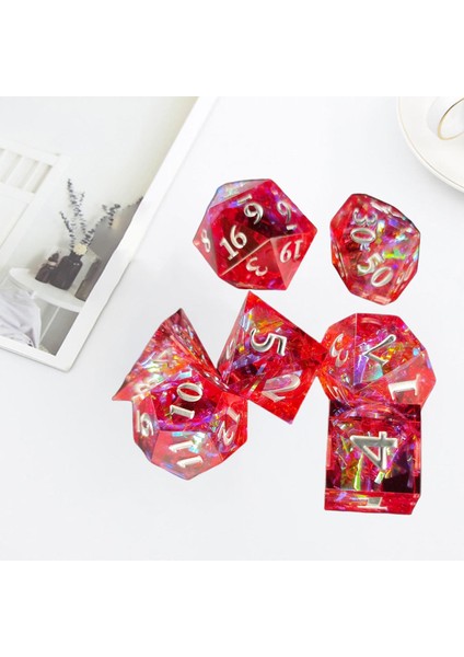 7x Akrilik Glitter Çok Taraflı Zar Dnd Dices Set Masa Oyunu Dnd Rpg Mtg Kırmızı indirimleri