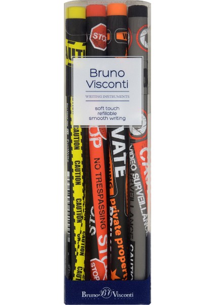 Bruno Visconti "Fun Write" 4'lü Set Tükenmez Kalem Mavi- 0.5 mm (Desen-3)