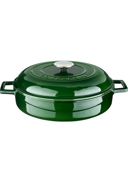 Döküm Çok Amaçlı Kubbe Form Kapaklı Yayvan Tencere Çap(Ø) 28CM Majolica Yeşil